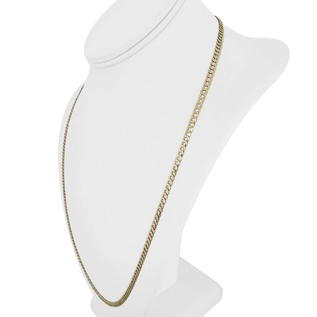 10k Yellow Gold 7.4g Solid Flat Thin 3.5mm Curb Link Chain Necklace 24"
