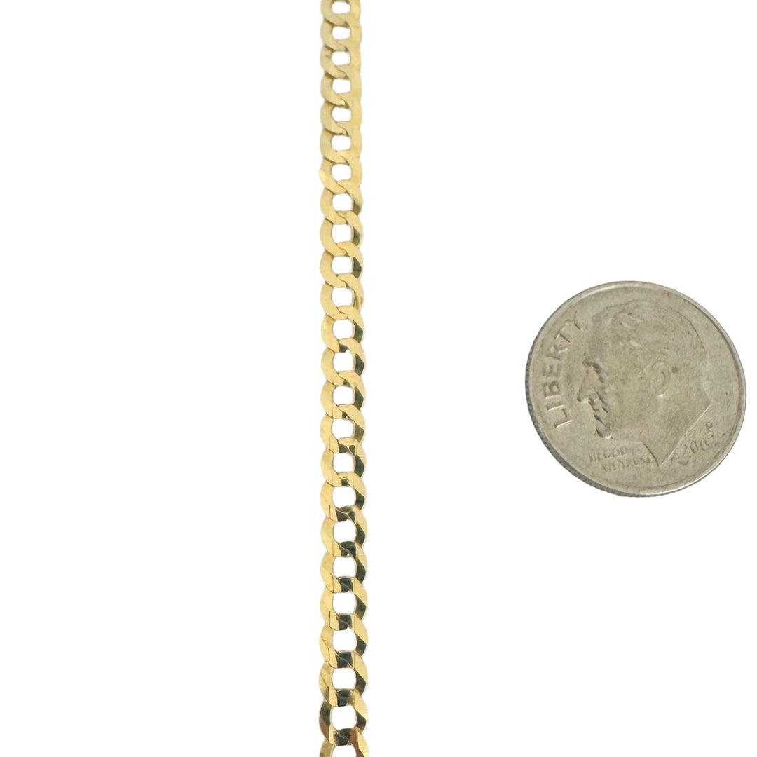 10k Yellow Gold 7.4g Solid Flat Thin 3.5mm Curb Link Chain Necklace 24"