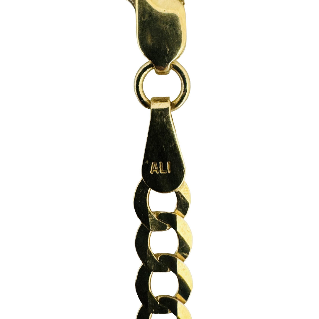 10k Yellow Gold 7.4g Solid Flat Thin 3.5mm Curb Link Chain Necklace 24"