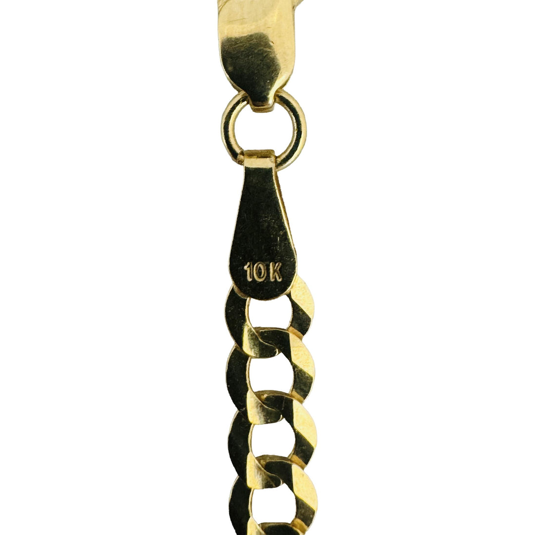 10k Yellow Gold 7.4g Solid Flat Thin 3.5mm Curb Link Chain Necklace 24"