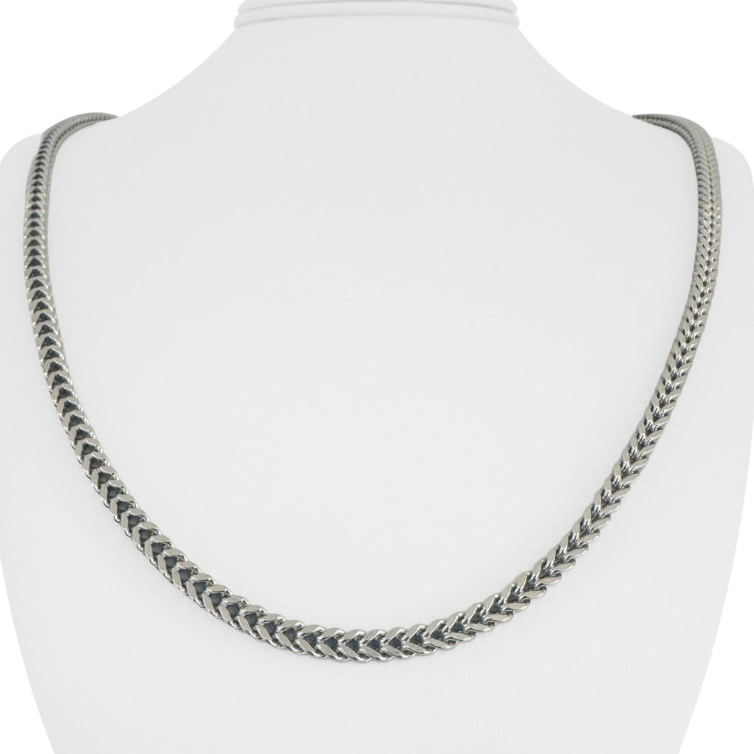 10k White Gold 17.3g Men's Semi Solid 4mm Squared Franco Link Chain Necklace 24"