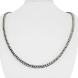 10k White Gold 17.3g Men's Semi Solid 4mm Squared Franco Link Chain Necklace 24"