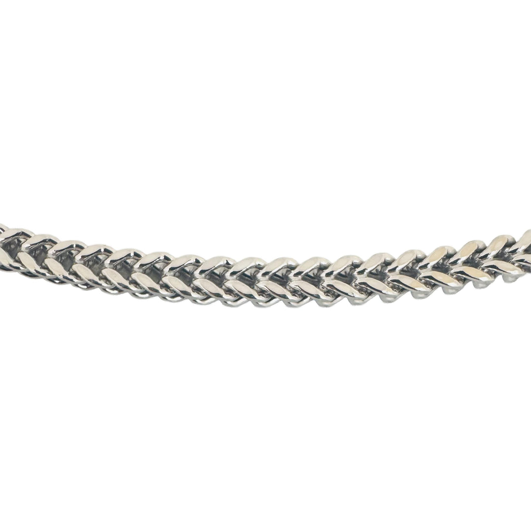 10k White Gold 17.3g Men's Semi Solid 4mm Squared Franco Link Chain Necklace 24"