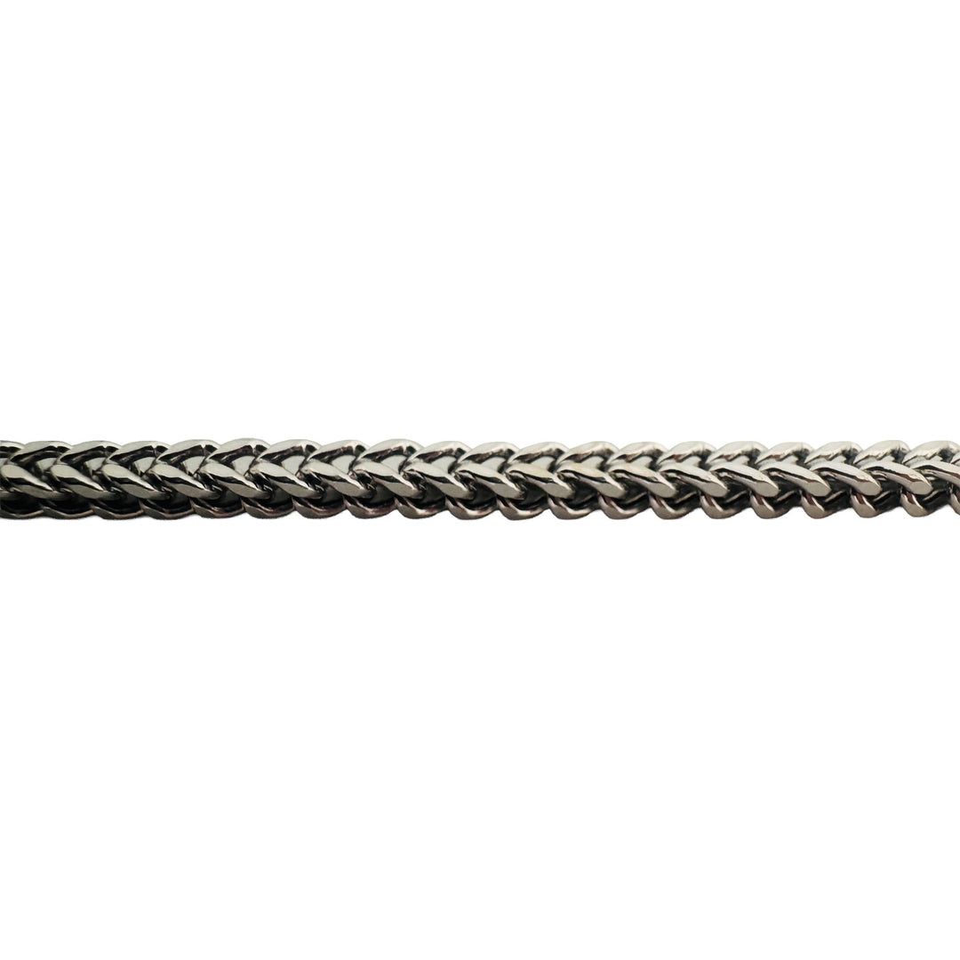 10k White Gold 17.3g Men's Semi Solid 4mm Squared Franco Link Chain Necklace 24"