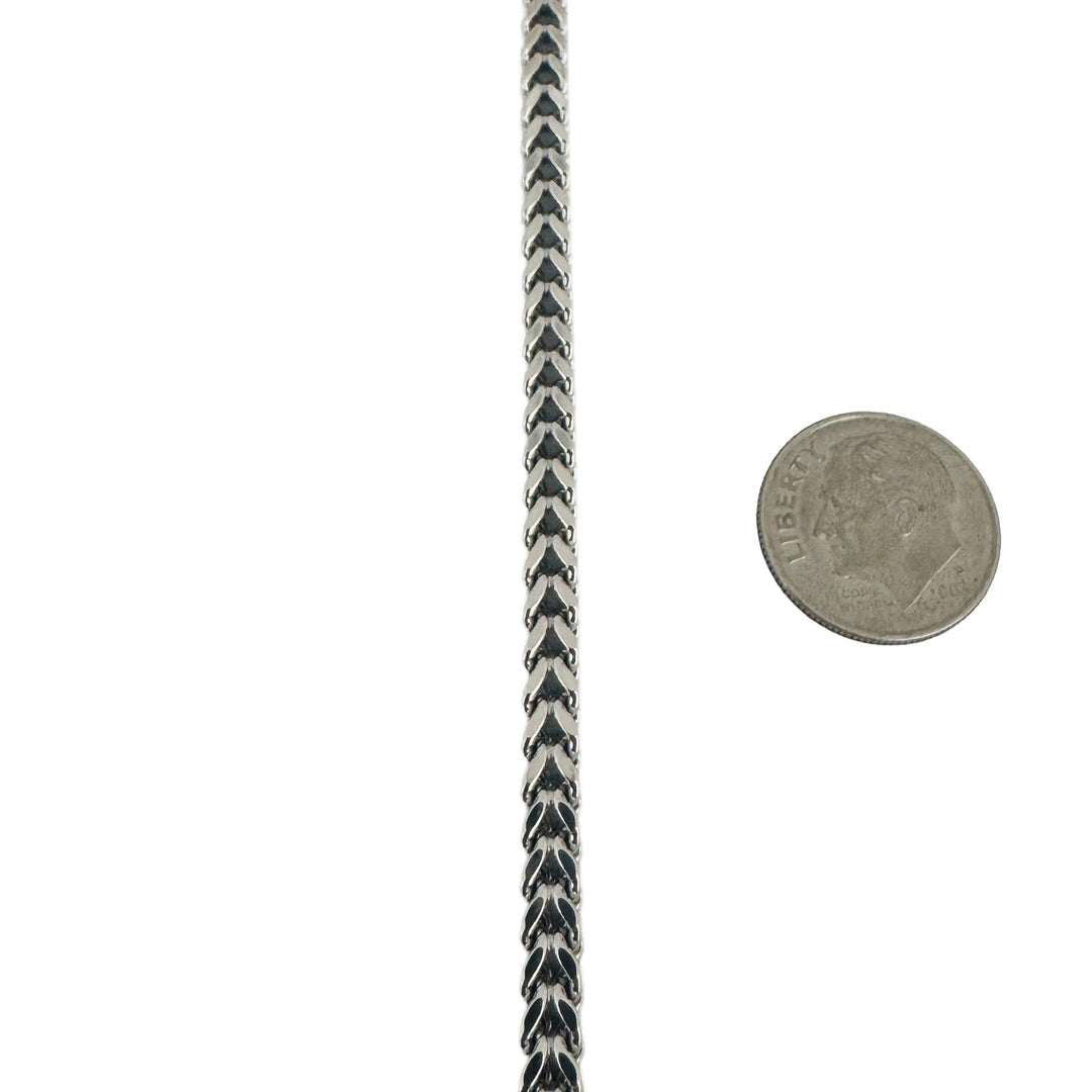 10k White Gold 17.3g Men's Semi Solid 4mm Squared Franco Link Chain Necklace 24"