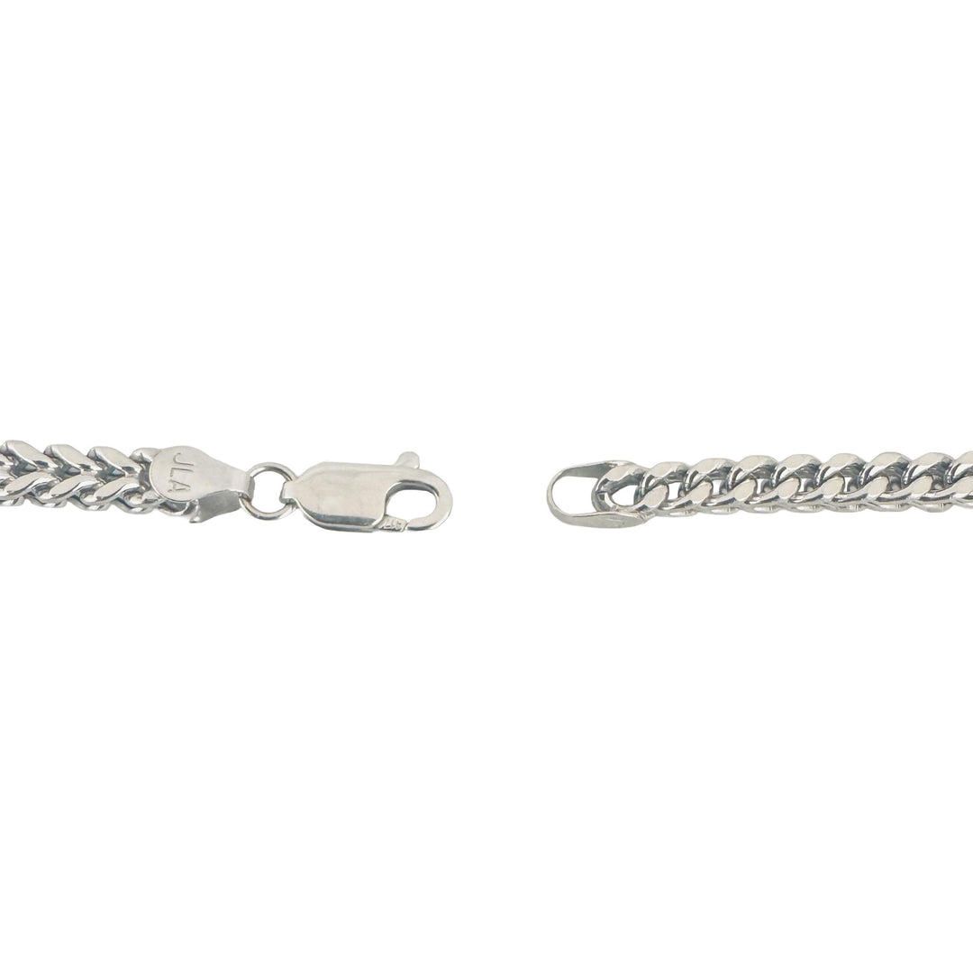 10k White Gold 17.3g Men's Semi Solid 4mm Squared Franco Link Chain Necklace 24"