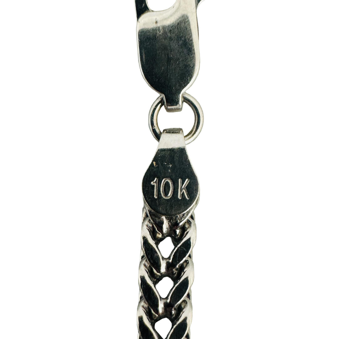10k White Gold 17.3g Men's Semi Solid 4mm Squared Franco Link Chain Necklace 24"