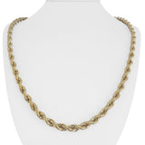 10k Yellow Gold 25.2g Hollow Thick 6mm Diamond Cut Rope Chain Necklace 24"