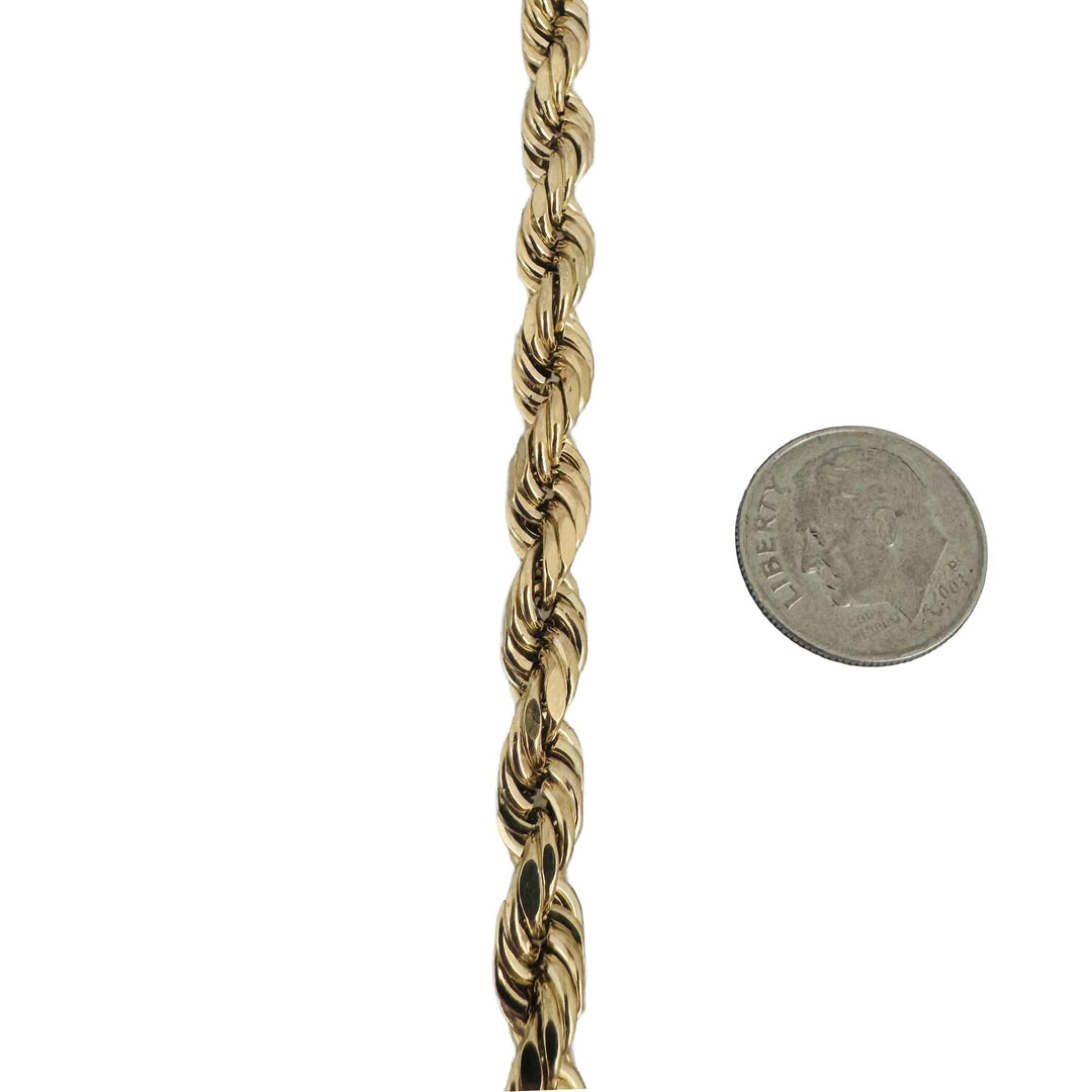 10k Yellow Gold 25.2g Hollow Thick 6mm Diamond Cut Rope Chain Necklace 24"