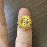 24k Pure Yellow Gold 5g Ladies Diamond Cut Fancy Ring Size 4.5