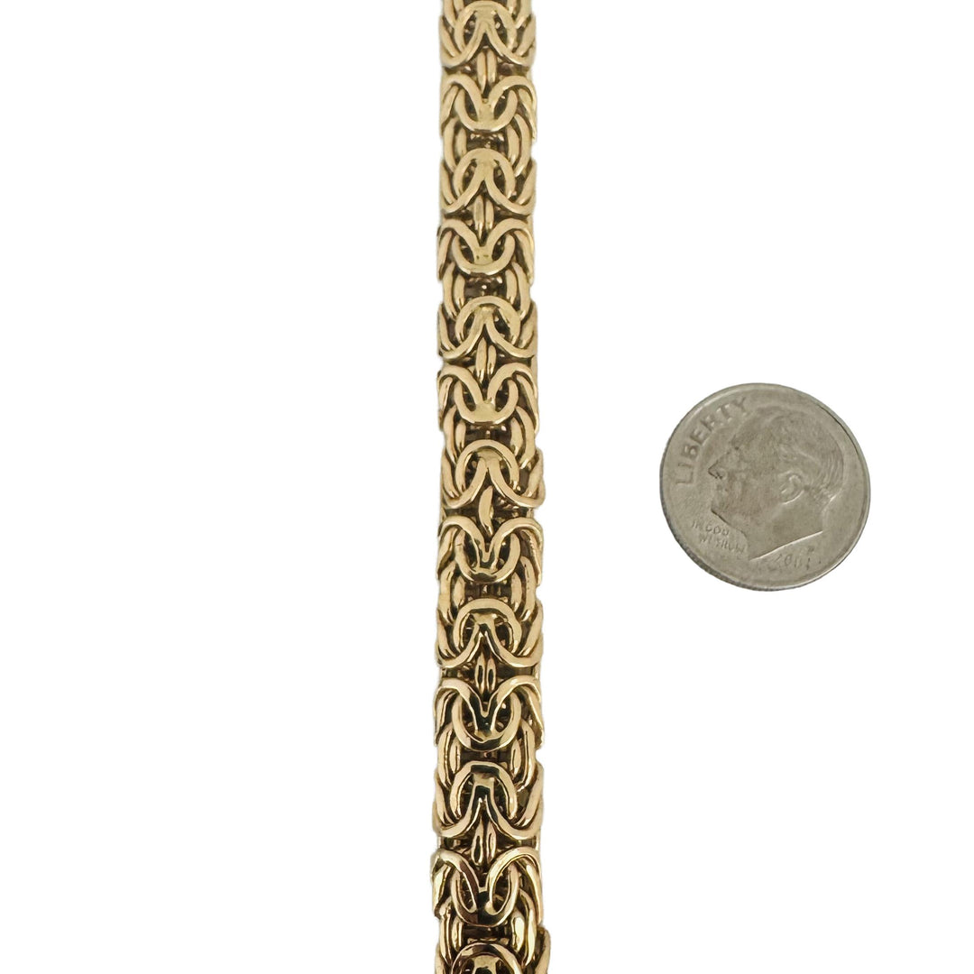 14k Yellow Gold 11.5g Ladies Thick 8.5mm Byzantine Link Bracelet Turkey 8"