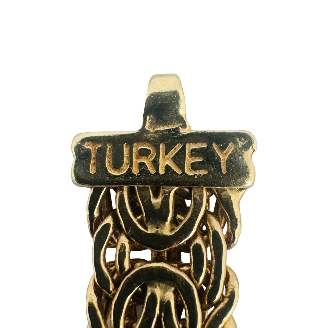 14k Yellow Gold 11.5g Ladies Thick 8.5mm Byzantine Link Bracelet Turkey 8"