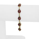 14k Yellow Gold and Enamel 5.9g Light Hollow Ladybug Link Bracelet Italy 7"