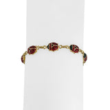 14k Yellow Gold and Enamel 5.9g Light Hollow Ladybug Link Bracelet Italy 7"