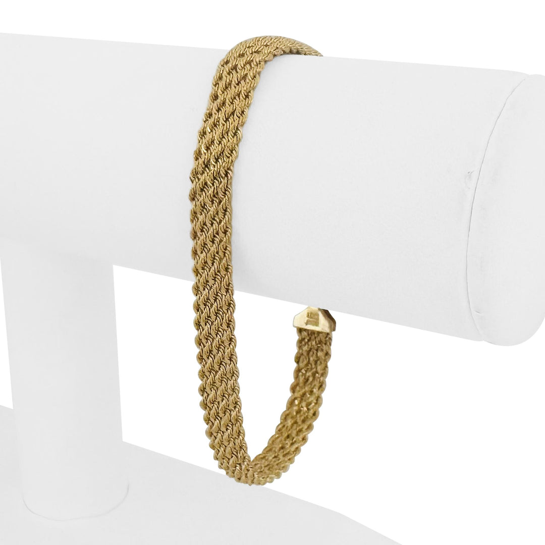 14k Yellow Gold 5g Hollow Multi Strand Mesh Rope Bracelet Turkey 8"