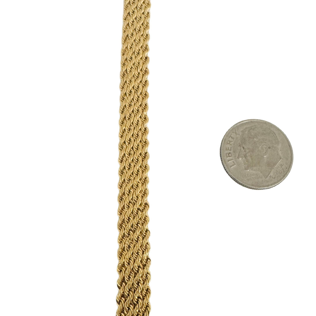 14k Yellow Gold 5g Hollow Multi Strand Mesh Rope Bracelet Turkey 8"