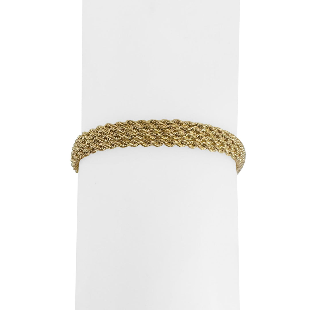 14k Yellow Gold 5g Hollow Multi Strand Mesh Rope Bracelet Turkey 8"