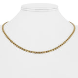 14k Yellow and White Gold 8.2g Sparkling 3mm Ice Barrel Link Necklace Italy 18"