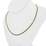 14k Yellow and White Gold 8.2g Sparkling 3mm Ice Barrel Link Necklace Italy 18"