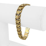 14k Yellow Gold 10.4g Vintage Milor 10mm Fancy Link Bracelet Italy 7"