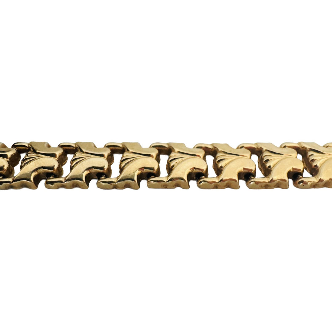 14k Yellow Gold 10.4g Vintage Milor 10mm Fancy Link Bracelet Italy 7"