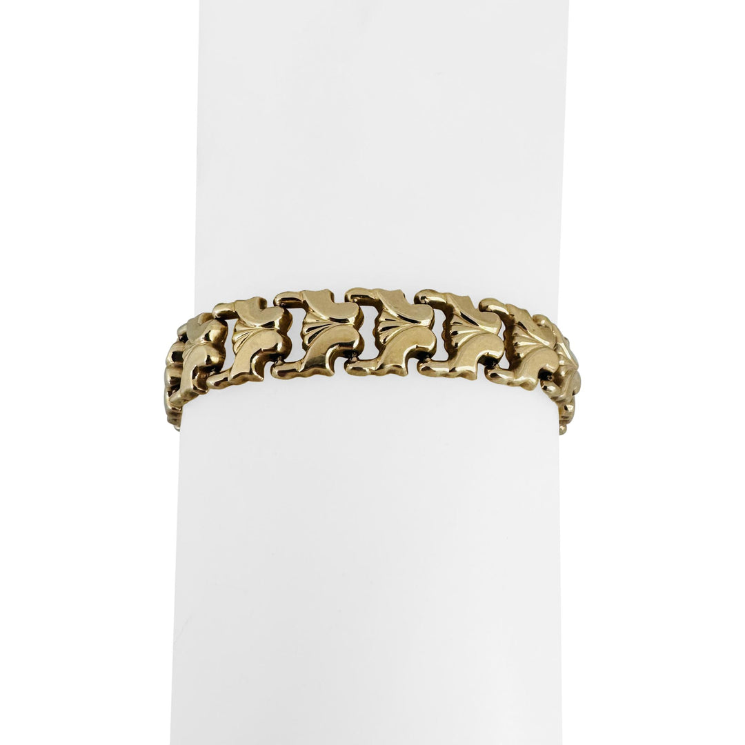 14k Yellow Gold 10.4g Vintage Milor 10mm Fancy Link Bracelet Italy 7"