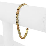14k Yellow White and Rose Gold 8.3g Ladies XO Link Bracelet 7"