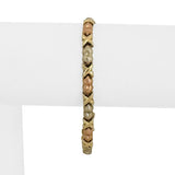 14k Yellow White and Rose Gold 8.3g Ladies XO Link Bracelet 7"
