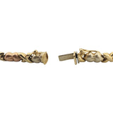 14k Yellow White and Rose Gold 8.3g Ladies XO Link Bracelet 7"