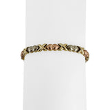 14k Yellow White and Rose Gold 8.3g Ladies XO Link Bracelet 7"