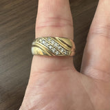 14k Yellow Gold and Diamond 10.8g Solid Heavy Men's Ring Size 12.5