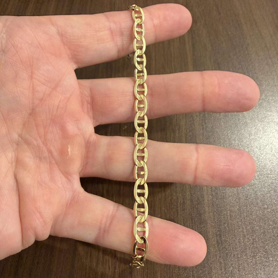 14k Yellow Gold 10.6g Semi Solid Men's 6mm Mariner Link Bracelet 8.25"