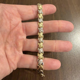 14k Yellow and White Gold 10.3g Ladies 9mm Fancy X Link Bracelet 7"