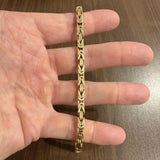 14k Yellow Gold 33.4g Solid Heavy Men's Squared Byzantine Link Bracelet Italy 9"