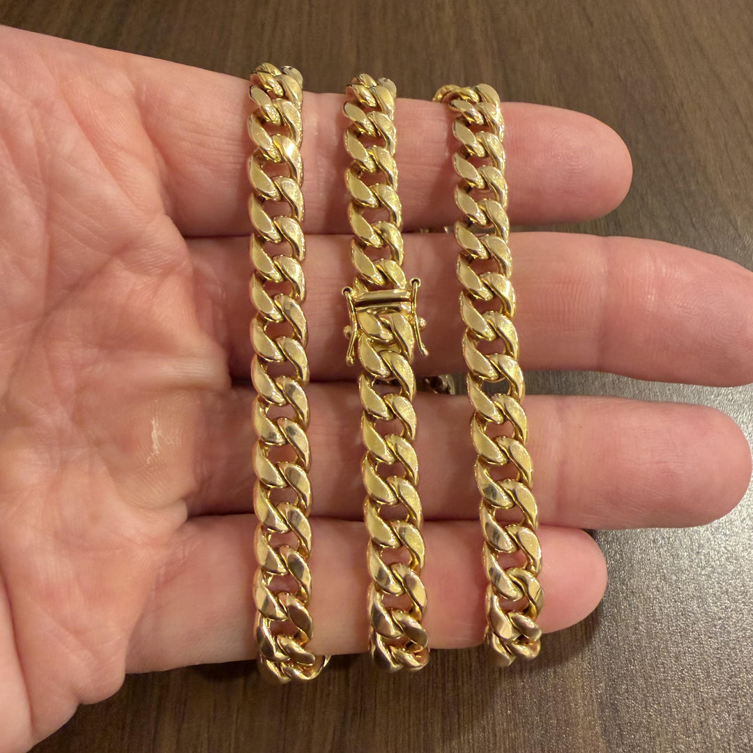 14k Yellow Gold 36g Semi Solid 8mm Cuban Curb Link Chain Necklace 23"