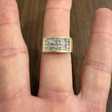 18k Yellow Gold and 2cttw Diamond Solid Heavy Vintage Men's Ring Size 10.25