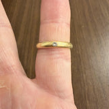 18k Yellow Gold and 0.05ct Flush Set Diamond Solid Band Ring Size 7