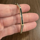 14k Yellow Gold Onyx Inlay and 0.40cttw Diamond Solid Bangle Bracelet 6.75"