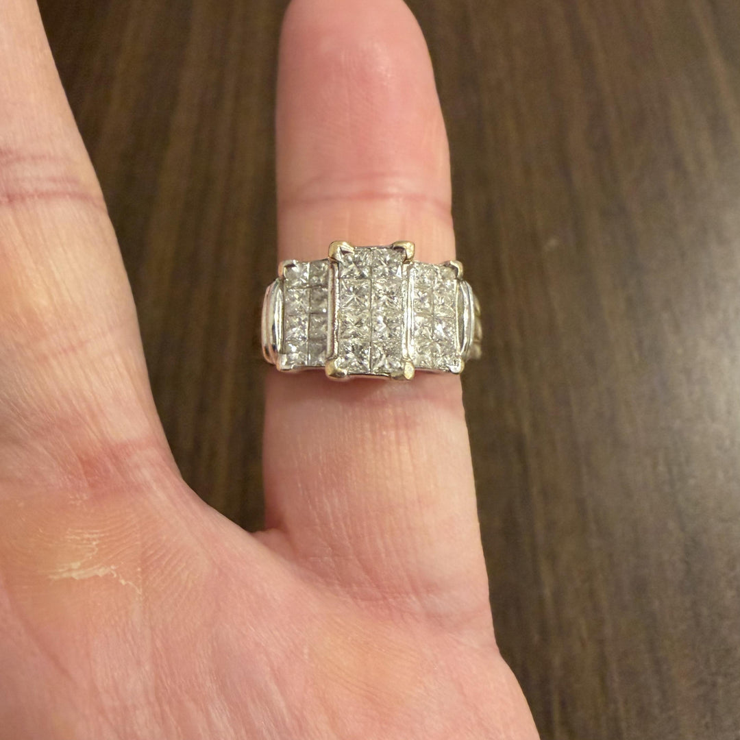 14k Yellow and White Gold 1.50cttw Princess Cut Diamond Vintage Ring Size 6.75
