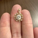 14k Yellow Gold and 1.35ct Center Diamond Vintage Halo Pendant