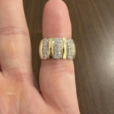 14k Yellow Gold and 0.25cttw Diamond Ladies Solid Heavy Band Ring Size 5.75