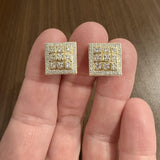 14k Yellow Gold and 0.40cttw Diamond Vintage Square Stud Earrings