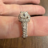 14k White Gold and 1.46cttw Diamond Vintage Ladies Ring Size 5.25