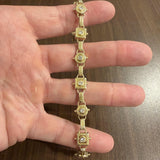 14k Yellow Gold and 1cttw Bezel Set Diamond Solid Vintage Link Bracelet 7.75"
