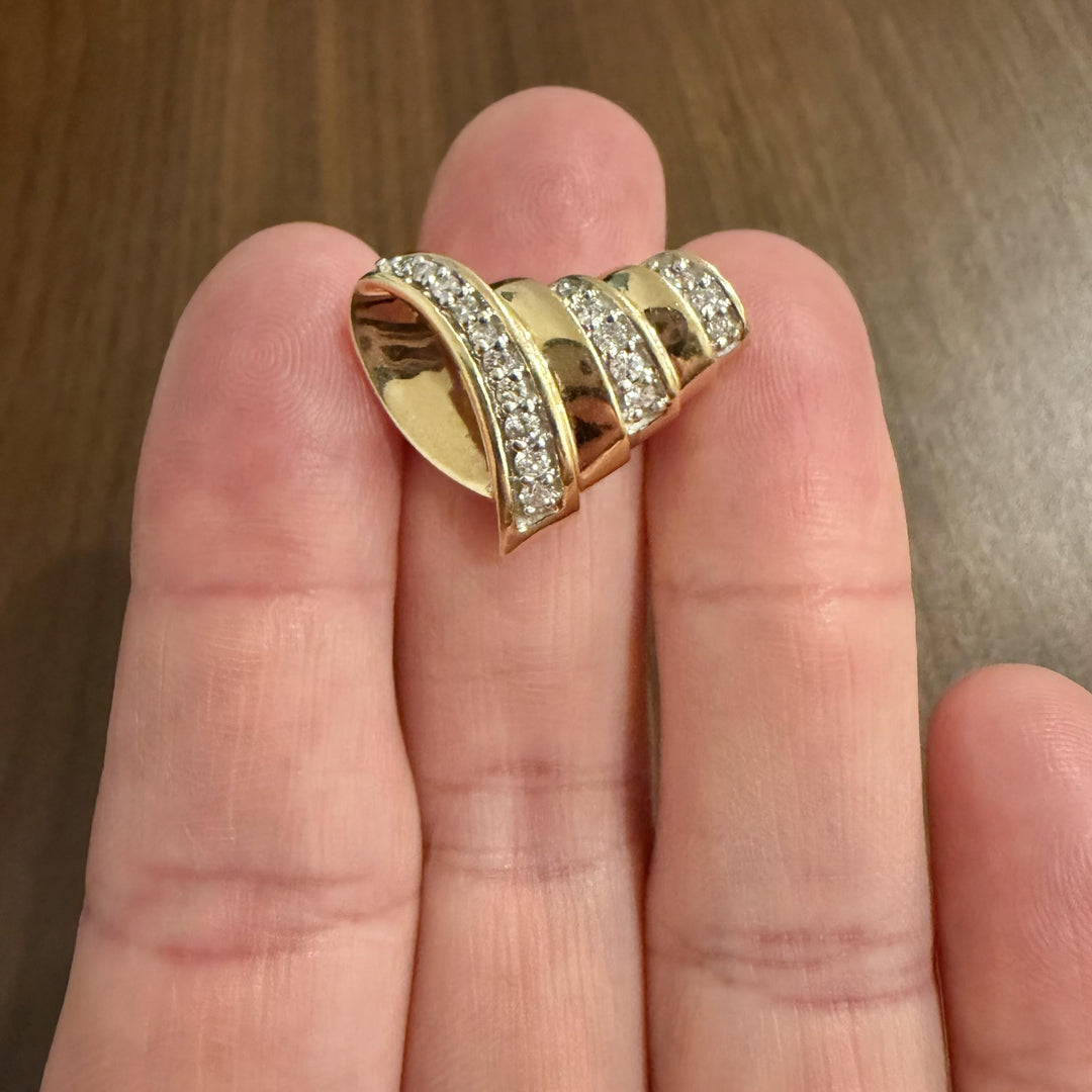 14k Yellow Gold and 0.50cttw Round Cut Diamond Slide Pendant