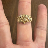 14k Yellow Gold and Diamond Vintage Men's Solid Nugget Ring Size 10.5