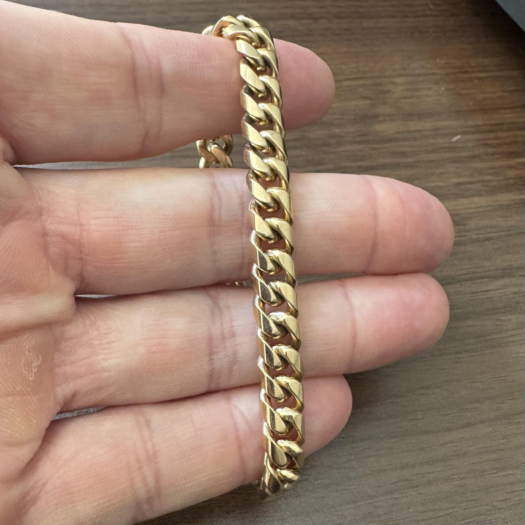 18k Yellow Gold 52.4g Solid Heavy 8mm Cuban Curb Link Bracelet 7.5"