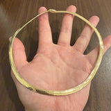 14k Yellow and White Gold 32g Reversible Solid 6mm Omega Link Necklace 18"