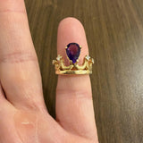 14k Yellow Gold Amethyst and Diamond Vintage Crown Ring Size 5