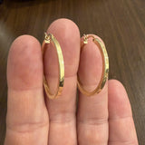 14k Yellow Gold 3.7g Hollow Squared Edge Round Hoop Earrings 1.25"